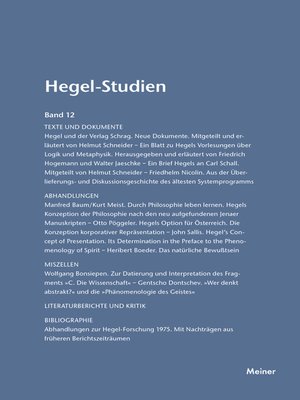 cover image of Hegel-Studien Band 12